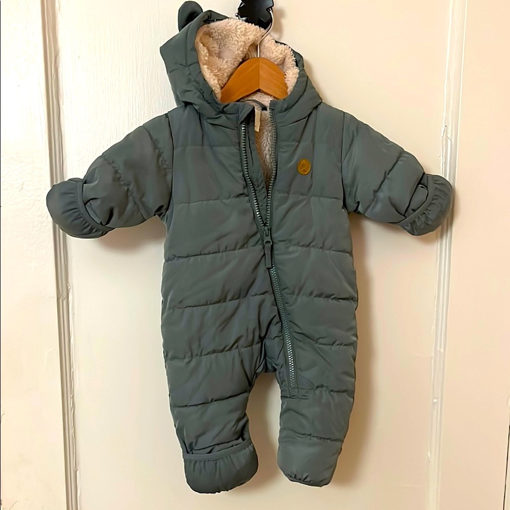 H&M Green Hooded Baby Snowsuit Bunting